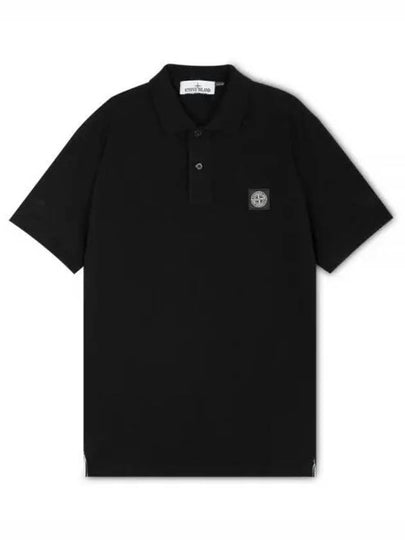 Logo Patch Polo Shirt Black - STONE ISLAND - BALAAN 2