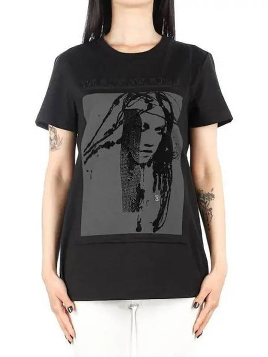 Women's Darling Big Graphic Print Short Sleeve T-Shirt Black - MAX MARA - BALAAN 2