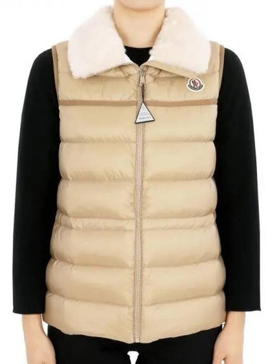 Kids ELISHEBA Logo Patch Padded Vest Beige 1A00074 595FE 222 12 14A Adults can wear 1064542 - MONCLER - BALAAN 1