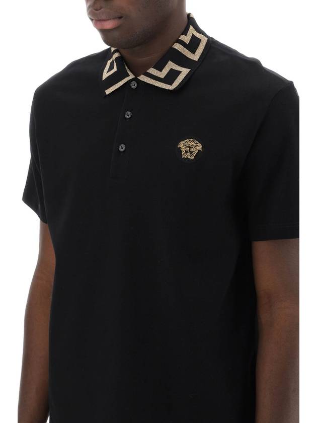 Men's Medusa Greca Short Sleeve Polo Shirt Black - VERSACE - BALAAN 5