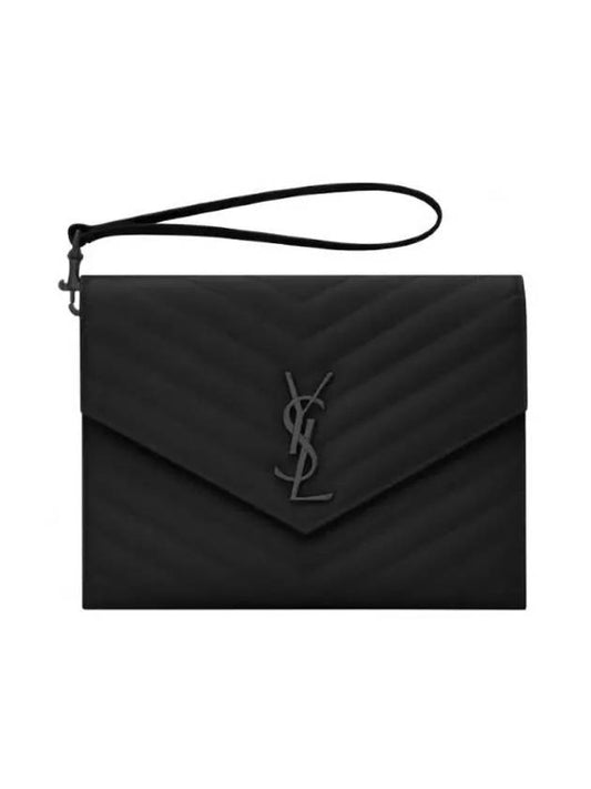 Monogram Quilted Clutch Bag Black - SAINT LAURENT - BALAAN 1