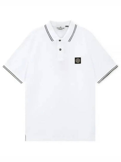 Logo Patch Polo Shirt White - STONE ISLAND - BALAAN 2