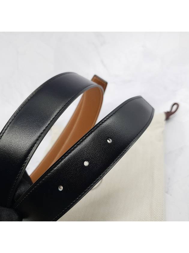 H Gold Buckle Men’s Belt 32mm Reversible Leather Strap Black Gold Matte - HERMES - BALAAN 5