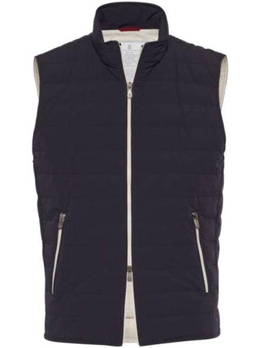 Zip-Up Down Vest Dark Blue - BRUNELLO CUCINELLI - BALAAN 1