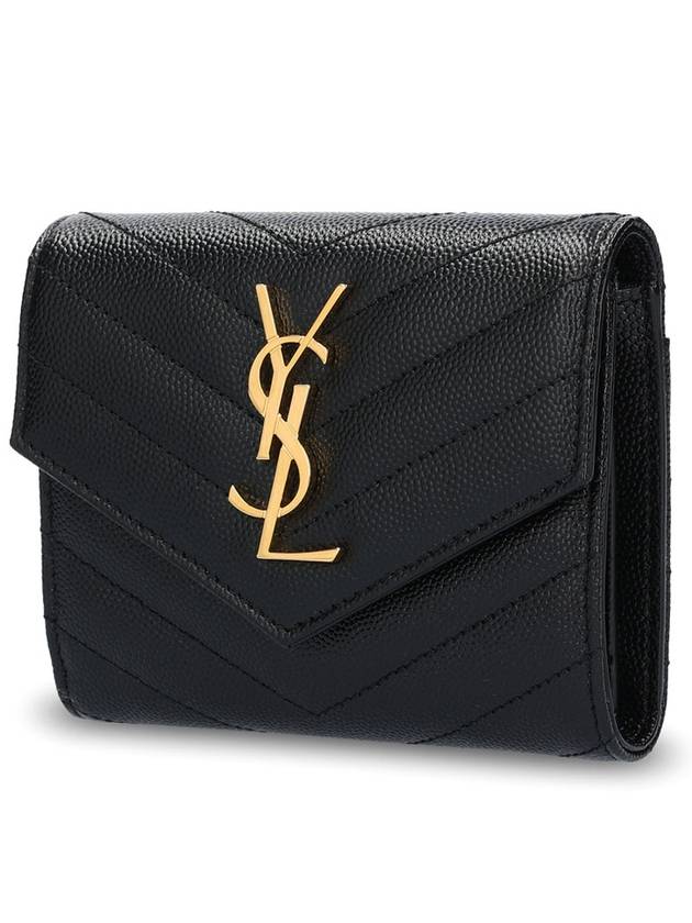 Matelasse Monogram Quilting Flap Half Wallet Black - SAINT LAURENT - BALAAN 4