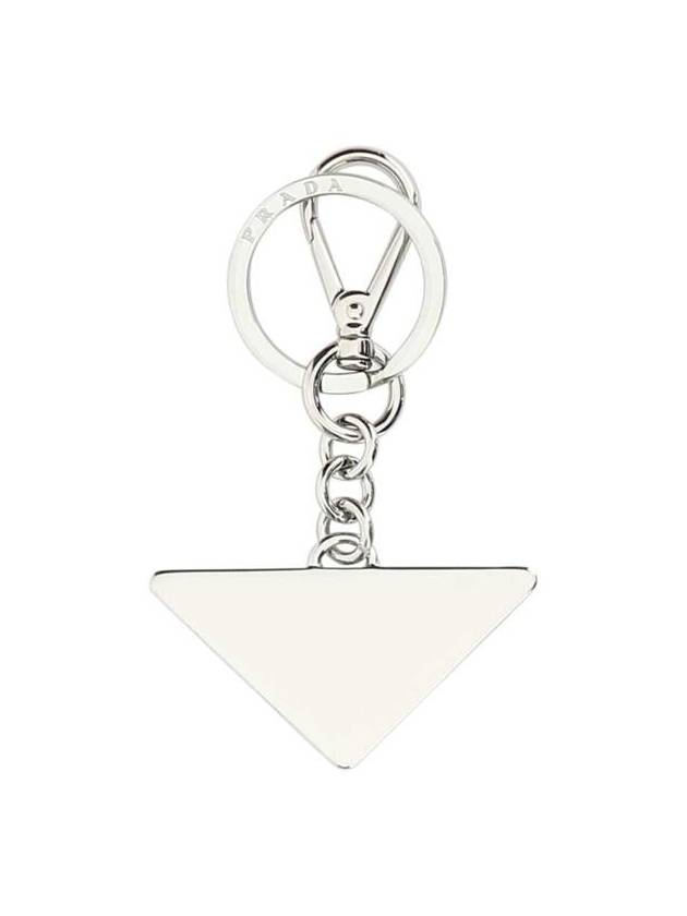 Triangle Logo Metal Keychain Black - PRADA - BALAAN 3