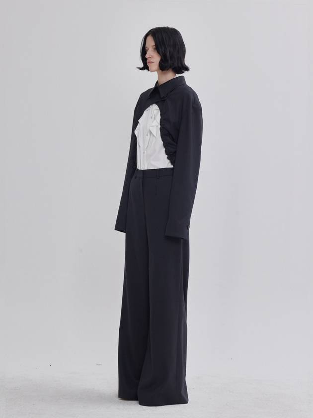 back plate pleated detail wide pants deep gray - LIE - BALAAN 3