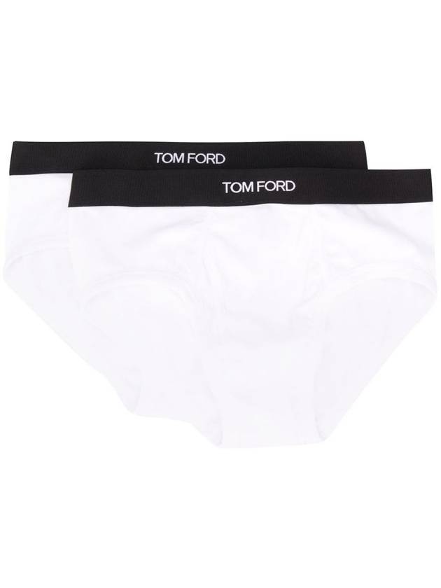 Logo Waistband Briefs White 2 Pack - TOM FORD - BALAAN 1