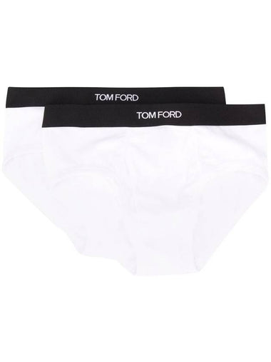 Logo Waistband Briefs White 2 Pack - TOM FORD - BALAAN 1