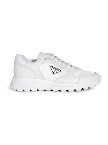 Leather Re-Nylon High Top Sneakers White - PRADA - BALAAN 1