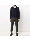 Intarsia Center Back Voile Wool Jacket Navy - THOM BROWNE - BALAAN 4