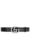 GG Marmont Double Buckle Belt Black Silver - GUCCI - BALAAN 2