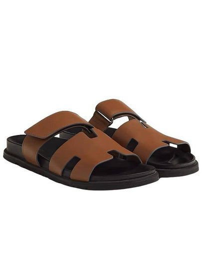 Chypre H Logo Calfskin Sandals Brown - HERMES - BALAAN 2