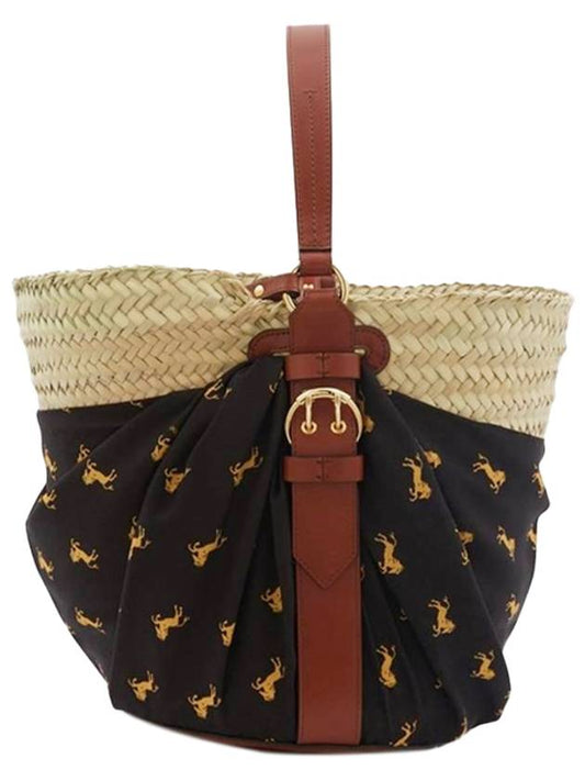Pannier Basket Medium Tote Bag Black Yellow - CHLOE - BALAAN.
