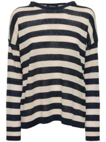 24 SS Ondina Long Sleeve Print Striped Top Cream Blue 1017035 - S MAX MARA - BALAAN 1