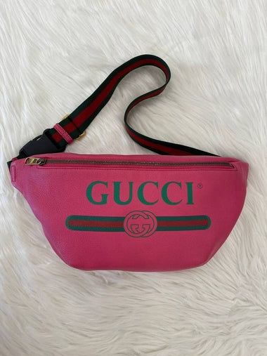 Daol Sangin Store Logo Leather Belt Bag Pink 493869 Condition A - GUCCI - BALAAN 1