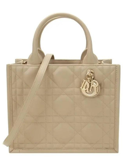 Macrocannage Calfskin Small Book Tote Bag Powder Beige - DIOR - BALAAN 2