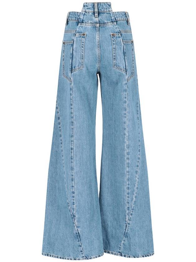 Women's Stone Washing Panel Wide Jeans Blue - MAISON MARGIELA - BALAAN 4