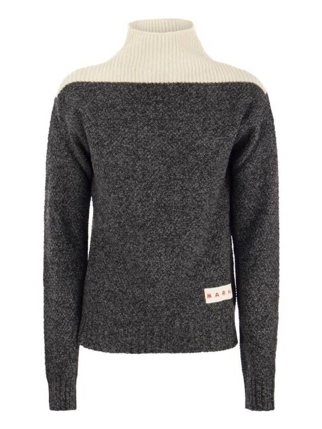 Contrast Knit Turtleneck Grey - MARNI - BALAAN 1