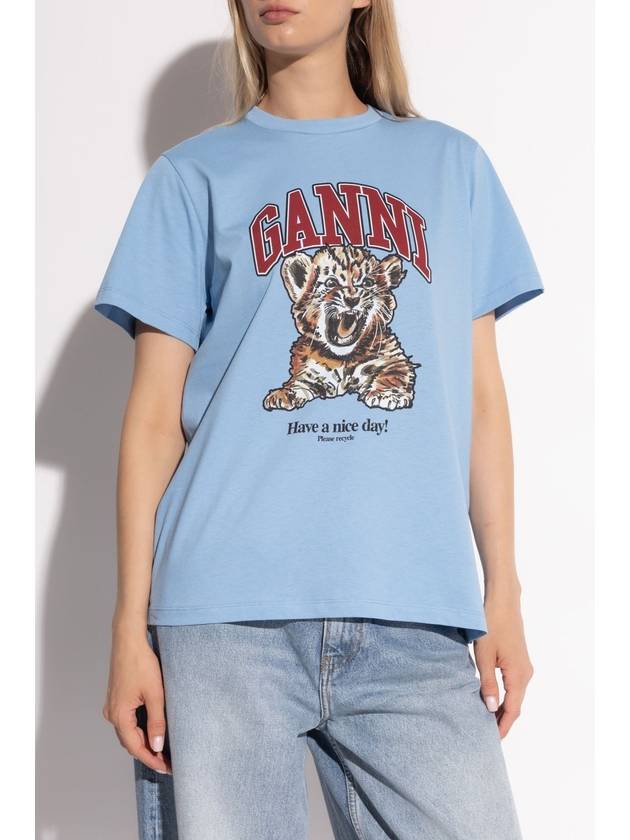 Ganni T-shirt With Logo, Women's, Blue - GANNI - BALAAN 3