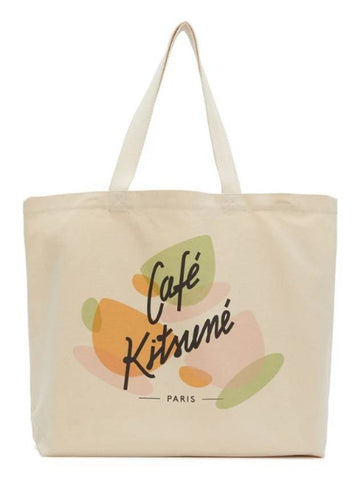 Cup Cafe Kitsune Canvas Tote Bag Latte - MAISON KITSUNE - BALAAN 1