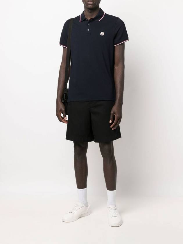 Small Logo Patch Short Sleeve Cotton Polo Shirt Navy - MONCLER - BALAAN 6