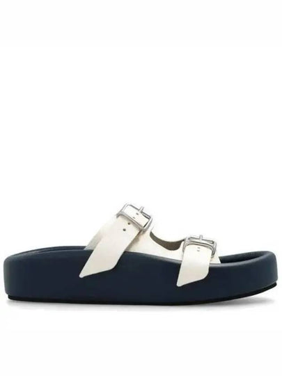 Contrast Platform Sole Strap Buckle Slippers Midnight Navy Cream - MAISON MARGIELA - BALAAN 2