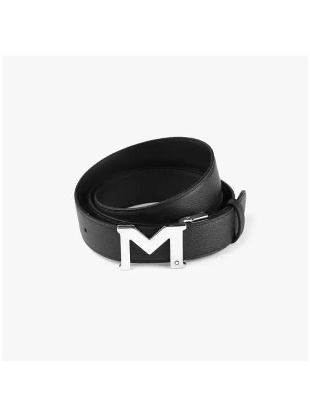 M Buckle Reversible Leather Belt Black - MONTBLANC - BALAAN 3