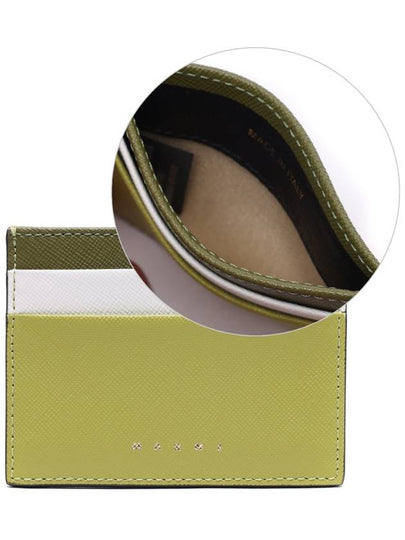 Saffiano Color Block Card Wallet Green - MARNI - BALAAN 2