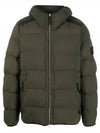 Seamless Logo Nylon Hooded Down Jacket Olive - STONE ISLAND - BALAAN 2