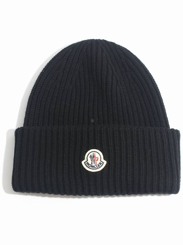 Wool Cashmere Beanie Black - MONCLER - BALAAN 2