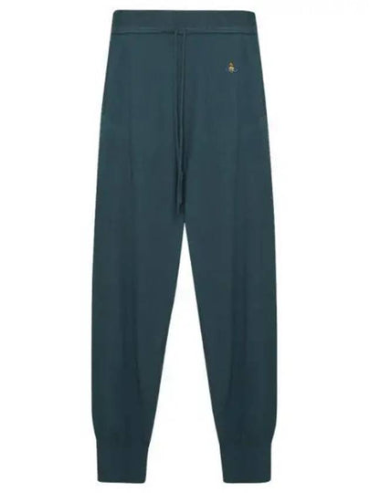 Women's Embroidered Logo Cashmere Blend Track Pants Emerald - VIVIENNE WESTWOOD - BALAAN 2