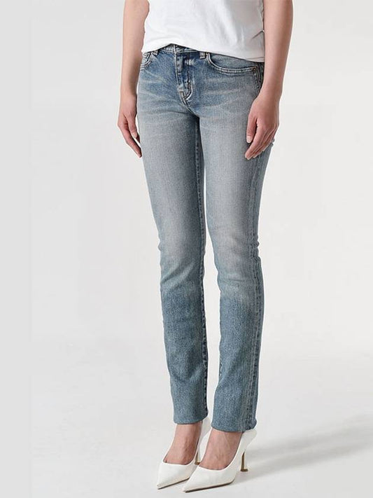 Low Rise Denim Jeans Blue - SAINT LAURENT - BALAAN 2