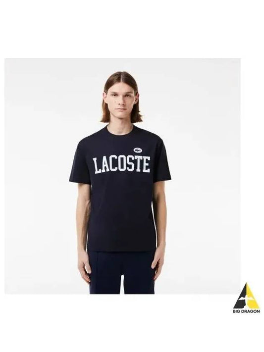 Men s logo graphic puff badge match t shirt dark navy - LACOSTE - BALAAN 1