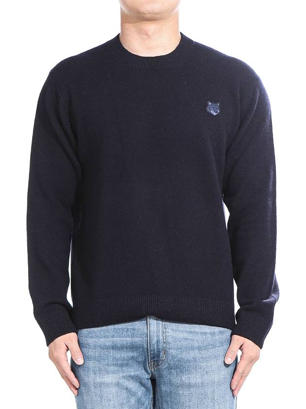 Men s Long Sleeve Knit NM00805KT1006 NAVY - MAISON KITSUNE - BALAAN 1