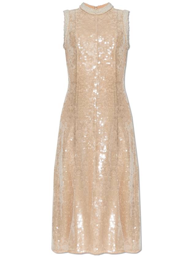 Self Portrait Sequin Dress With Pearl Appliqués, Women's, Cream - SELF PORTRAIT - BALAAN 1