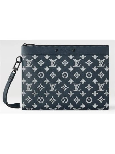 Men's Pochette To Go Monogram Shadow Leather Pouch Bag Ink Blue - LOUIS VUITTON - BALAAN 2