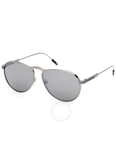 Ermenegildo Zegna Smoke Mirror Oval Men's Sunglasses EZ0220 08C 57 - ERMENEGILDO ZEGNA - BALAAN 1