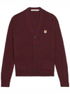 Fox Head Patch Classic Wool Cardigan Wine - MAISON KITSUNE - BALAAN 2