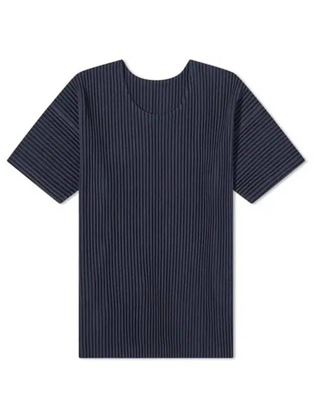 Pleated Fabric Short Sleeve T-Shirt Blue - ISSEY MIYAKE - BALAAN 2