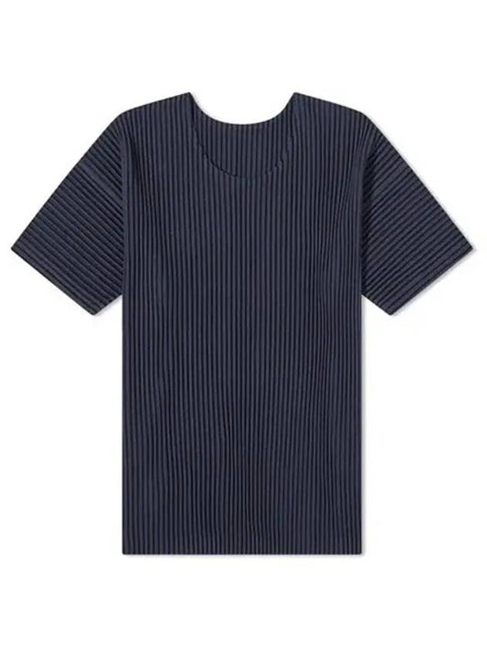 Pleated Fabric Short Sleeve T-Shirt Blue - ISSEY MIYAKE - BALAAN 2