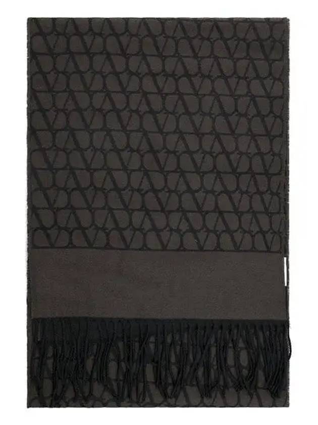 Toile Iconographe Wool Muffler Brown Black - VALENTINO - BALAAN 2