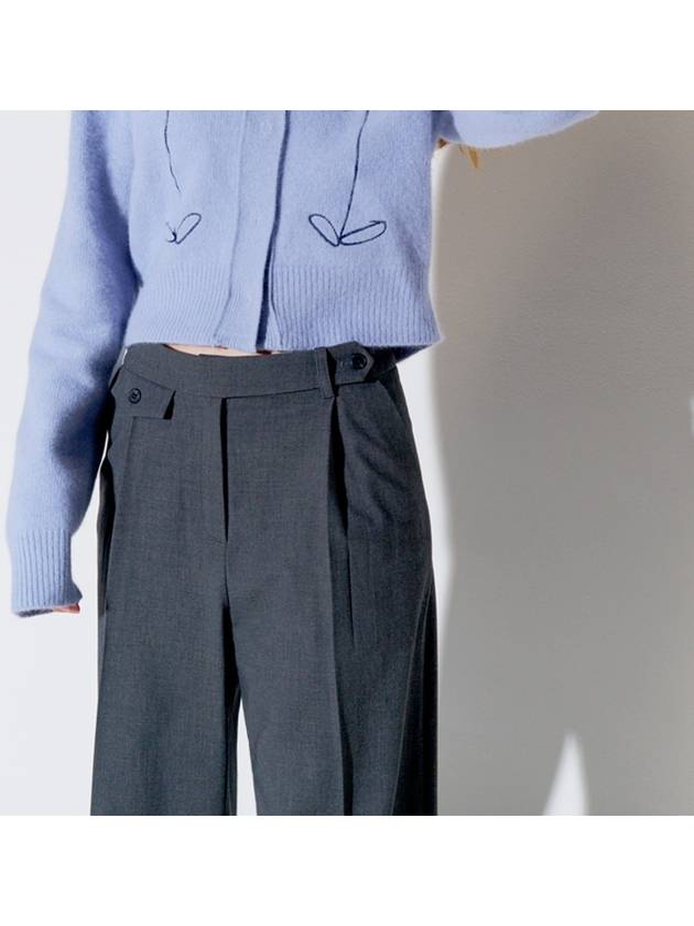 Button Point Wool Pintuck Wide Slacks Grey - OPENING SUNSHINE - BALAAN 4