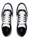 Men's Downtown Triangle Logo Leather Low Top Sneakers White Black - PRADA - BALAAN 2