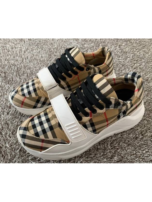 Check Velcro Cotton Canvas Sneakers 40 5 255 - BURBERRY - BALAAN 1