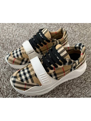 Check Velcro Cotton Canvas Sneakers 40 5 255 - BURBERRY - BALAAN 1