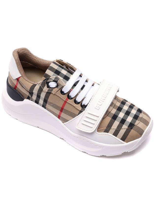 Vintage Check And Leather Sneakers White Archive Beige - BURBERRY - BALAAN 4