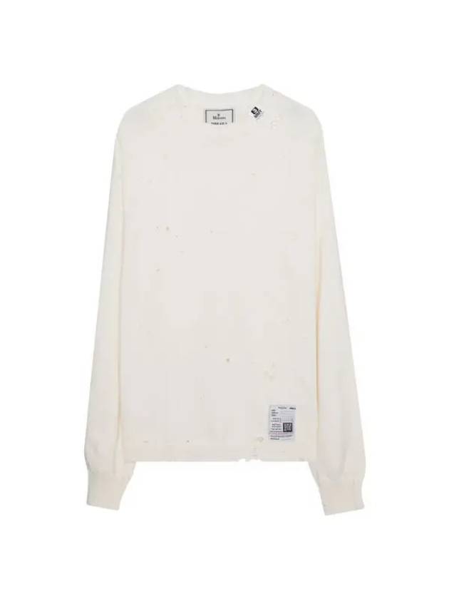 MAISON 23 J10SW502 WHITE Distressed Sweatshirt - MIHARA YASUHIRO - BALAAN 1