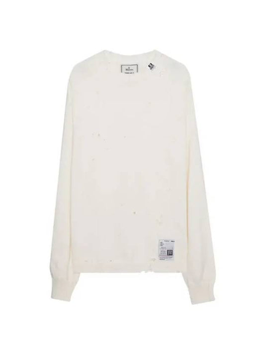 Distressed Cotton Long Sleeve T-shirt White - MIHARA YASUHIRO - BALAAN 1