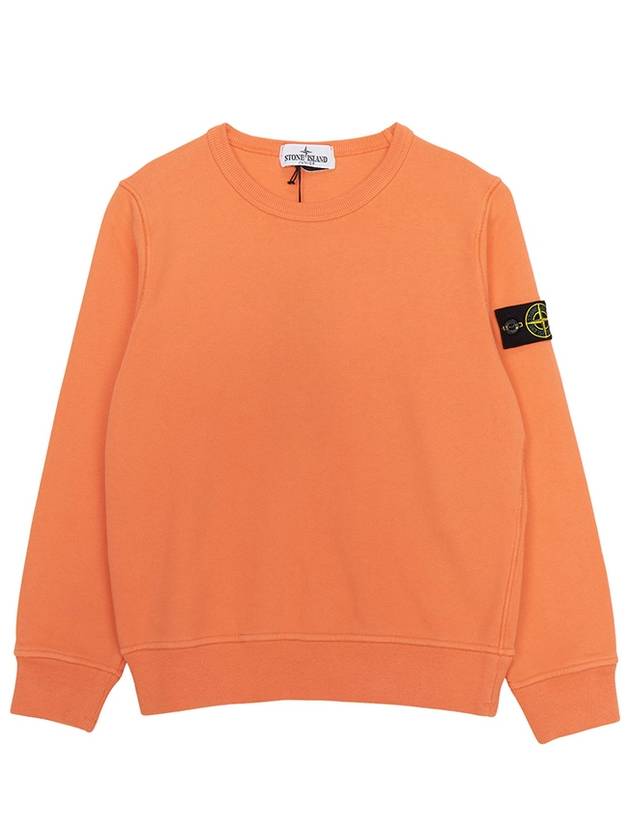 Kids Wappen Patch Organic Cotton Fleece Sweatshirt Fluorescent Orange - STONE ISLAND - BALAAN 2